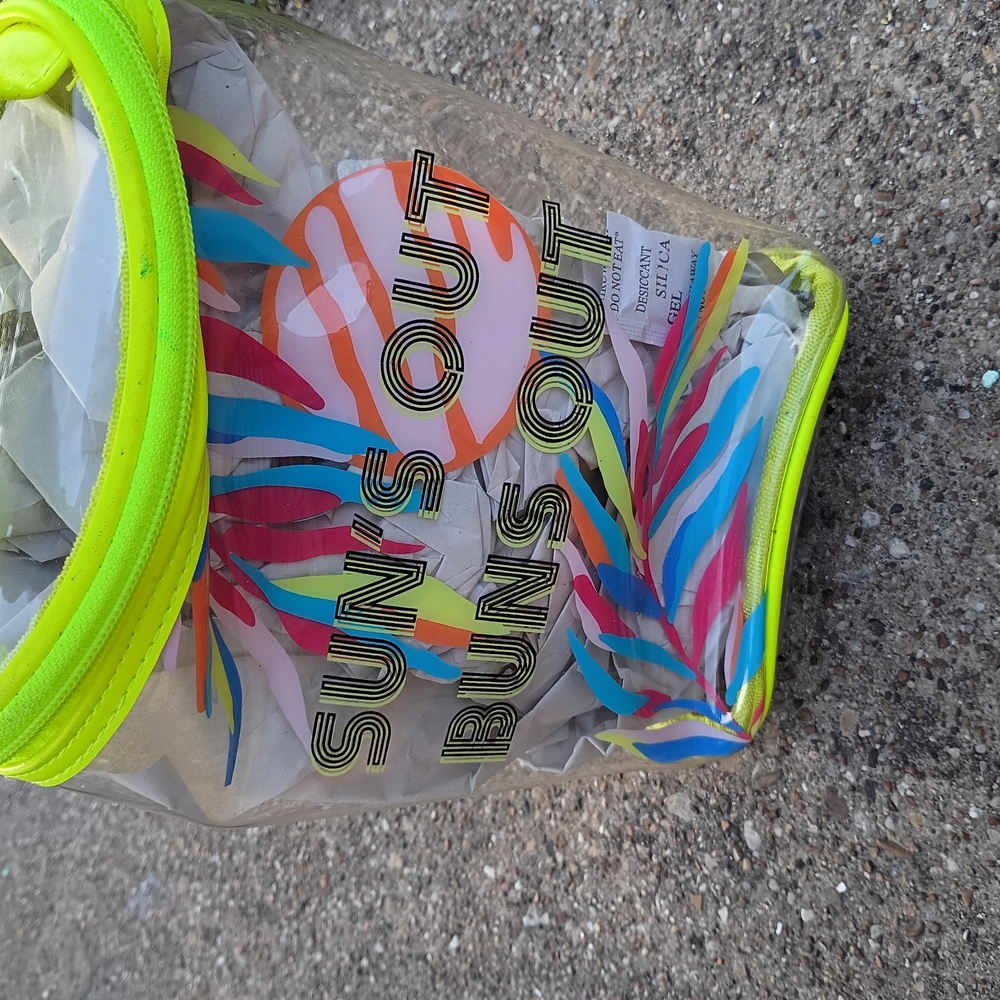 NWT Neiman Marcus Colorful Beach Bag with Neon Accents